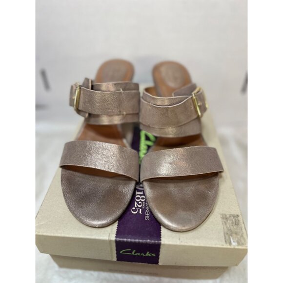Clarks Ralene Rose Champagne Leather Sandals women Size 8M With Box - Picture 7 of 8